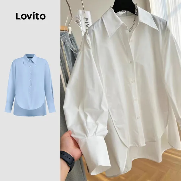 Lovito Elegante Blusa Lisa Com Botões Frontais Assimétricos Para Mulheres Lne24084 (multicolorido)