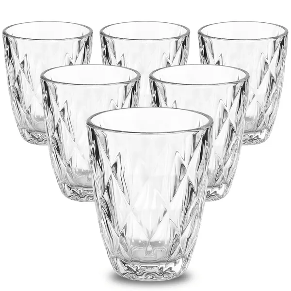 Jogo de Copos 6 Unidades Diamond 3D 300ml Vidro Grosso Luxo