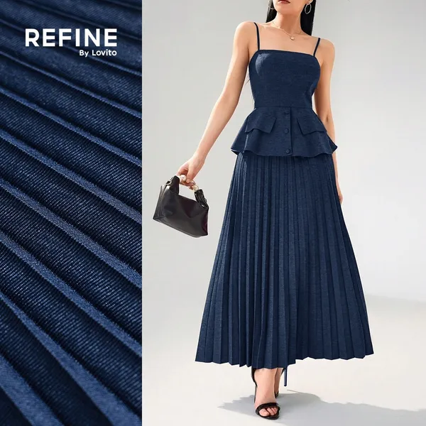 (Refine by Lovito) Elegante Blusas ou Calças com Pregas Botões para a primavera/verão LR18L053