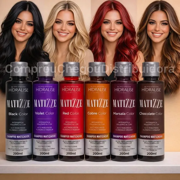 Shampoo Tonalizante Matizze Hidralise Avelã, Preto, Marsala, Loiro, Vermelho, Ruivo 100% Natural