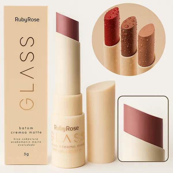 Batom Cremoso ​Creamy Matte GLASS BY RUBY ROSE