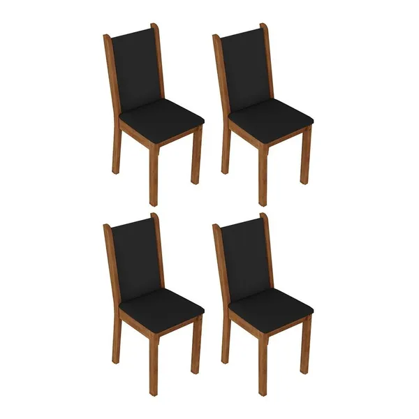 KIT 4 CADEIRAS DE JANTAR 4291 RUSTIC/PRETO MADESA