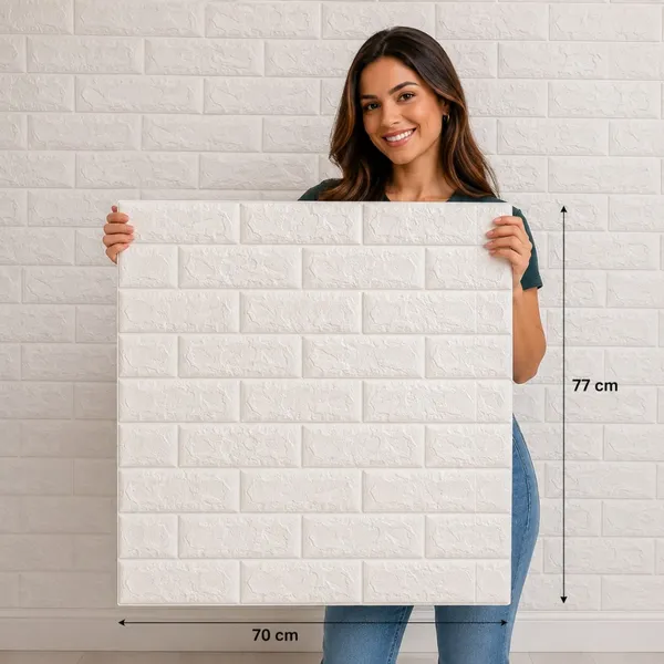 Kit Placa 3D Tijolinho 70x15 cm Autocolante Revestimento de Parede Decorativo Sala Quarto