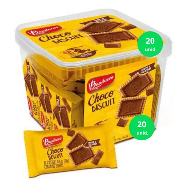 Bauducco Choco Biscuit To Go 20 Unidades 360g Biscoito Chocolate Snack Lanche Escolar