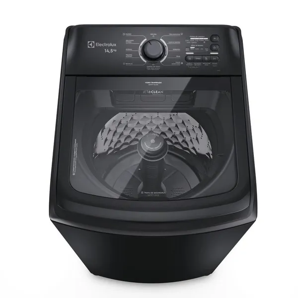 Máquina de Lavar Electrolux 14,5kg Preta Efficient Cesto Inox, Jet&Clean e Filtro Fiapos (LEP15)
