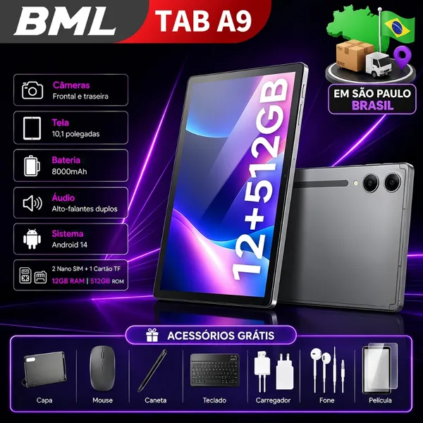 Tablet Bml A9 5g Lte Wi-fi 512gb  12gb Ram Tela 10.1
