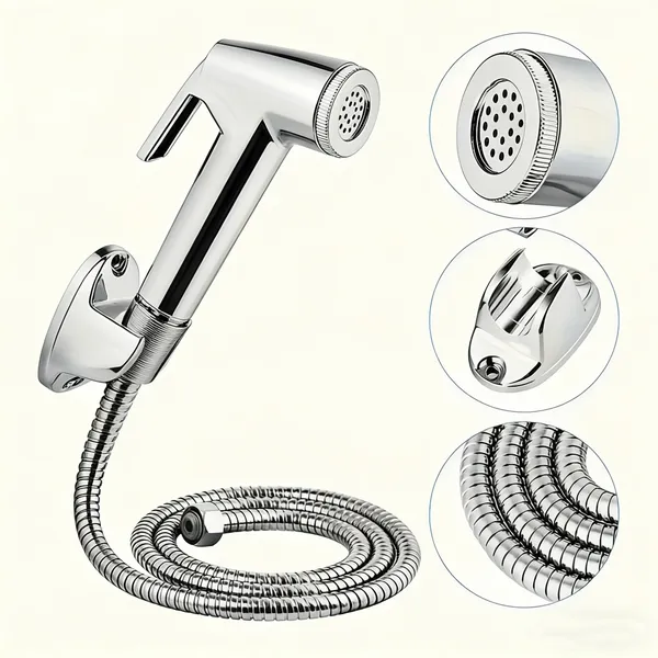 Ducha Higiênica Para Banheiro Completa Luxo Inox Núcleo Da Válvula De Cobre 1,2m Chuveirinho