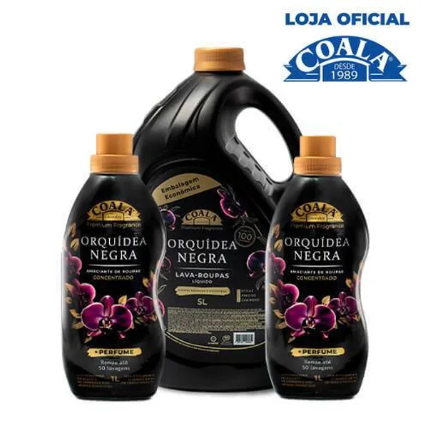 KIT COALA LAUNDRY LAVA ROUPAS 5L + 2 AMACIANTES 1L - ORQUÍDEA NEGRA