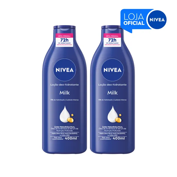 KIT NIVEA Loção Hidratante Milk Pele Seca a Extrasseca 400ml 2 Unidades