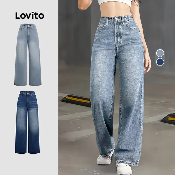 Lovito Casual Jeans Azuis Simples para Mulheres primavera/verão LK5ED303