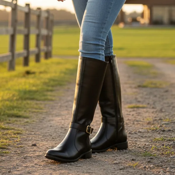 Bota Montaria Feminina Moderna e Elegante Cano ​Médio Salto Grosso Confortável – Ref. 223