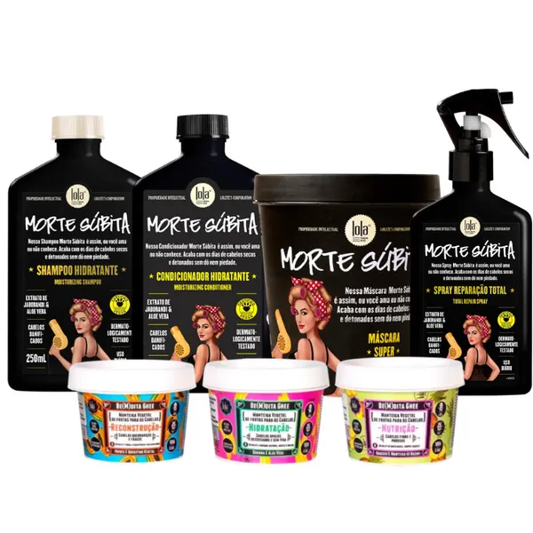 Morte Súbita 4 Produtos + Cronograma Ghee 3x100g Lola Cosmetics