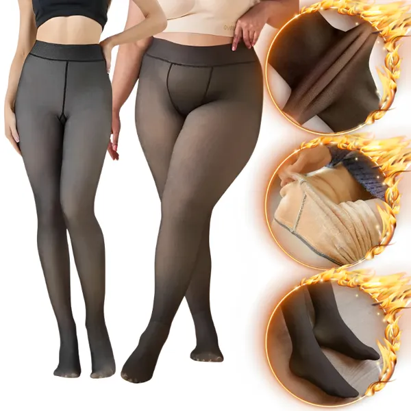 Meia-Calça Térmica Feminina Peluciada Translúcida