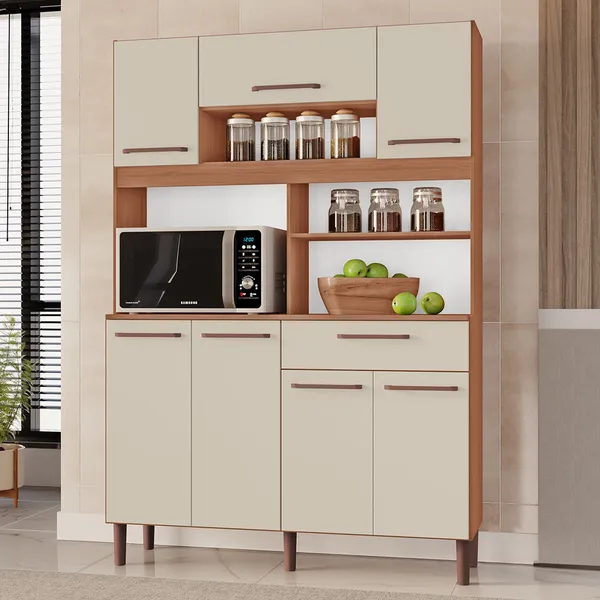 Armário de Cozinha Roma 100% MDF 7 Portas e 1 Gaveta