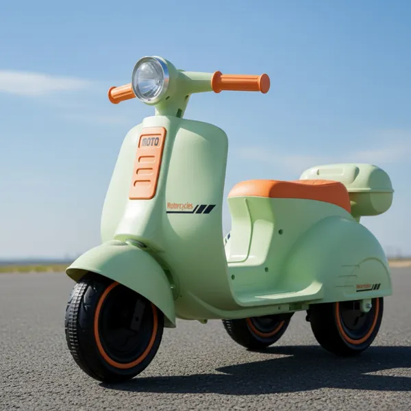 Mini Moto Elétrica Infantil 6V Scooter Retrô com Luz e Som Brinq Kids