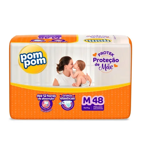 Fralda Pom Pom Derma Protek Mega  M com  48un