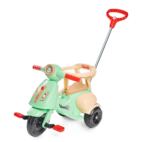 Triciclo Vespita Velotrol Infantil Motoca C/ Buzina Com Haste Empurrador + Proteção Lateral Calesita