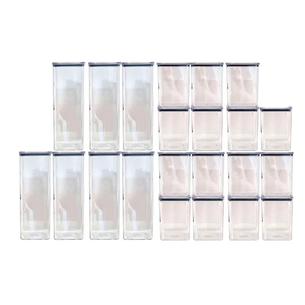 Kit com 22 potes de 2,3 litros e de 1,1 litro herméticos acrílicos QUALYPLAS