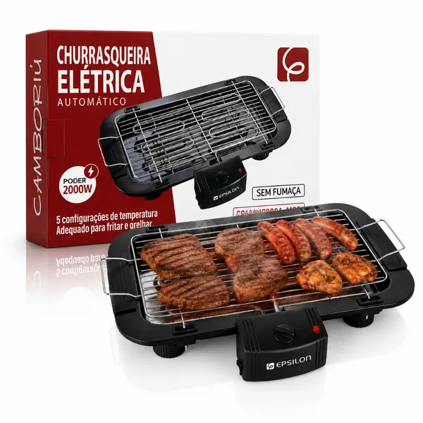 EPS-3091 Churrasqueira Elétrica De Mesa Epsilon Controle De Temperatura Grill Grelhador Portátil Cozinha