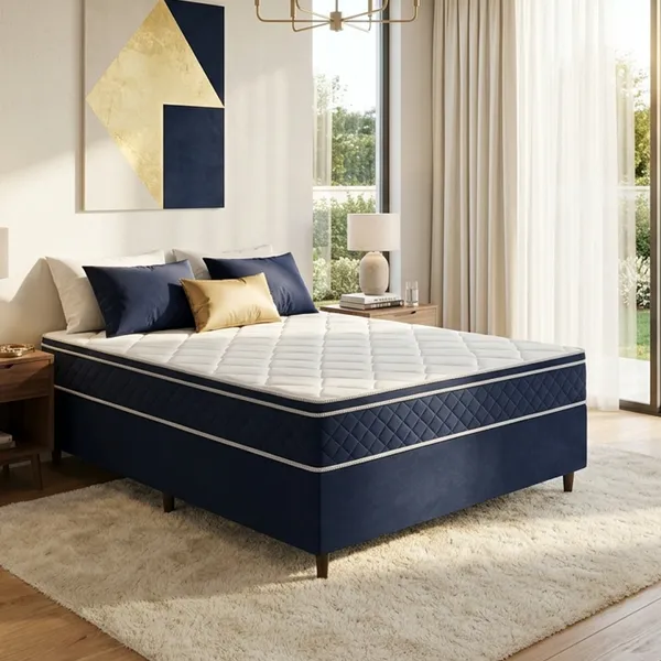 Colchão Casal D33 Magnus + Base 138x188x60 Bom Pastor