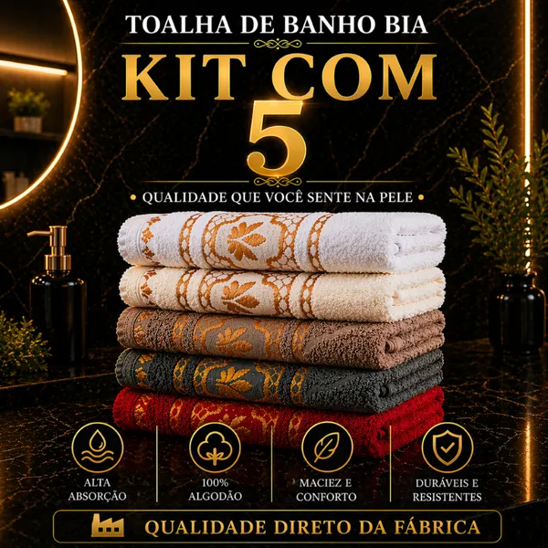 KIT DE TOALHAS BIA DE BANHO GROSSAS 100% ALGODãO SUPER MACIAS ALTA ABSORçãO QUALIDADE PREMIUM 75X140
