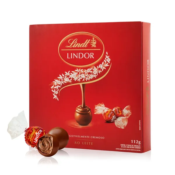 CAIXA DE BOMBONS LINDT LINDOR AO LEITE 112G