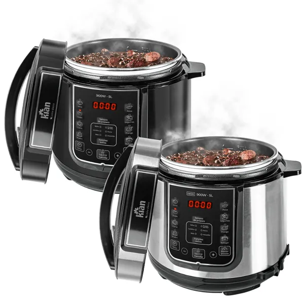 PANELA DE PRESSãO ELéTRICA DIGITAL 5/6 LITROS PRETA OU INOX - KIAN