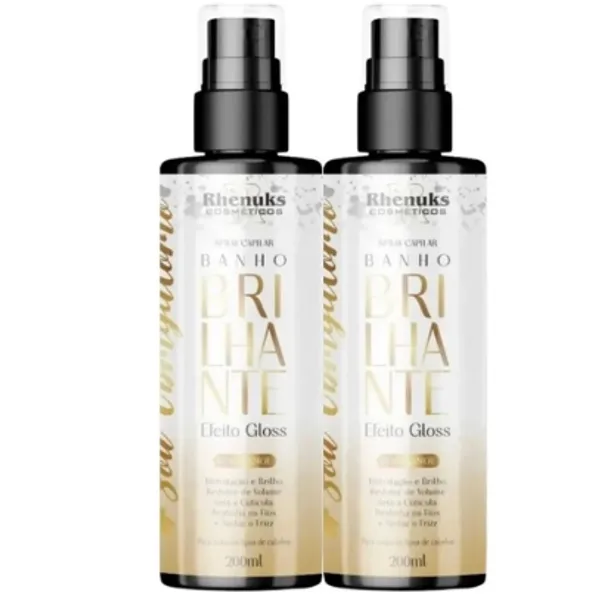 Kit 2 Spray Capilar Banho Brilhante Efeito Gloss Sela a Cutícula 200ml CADA