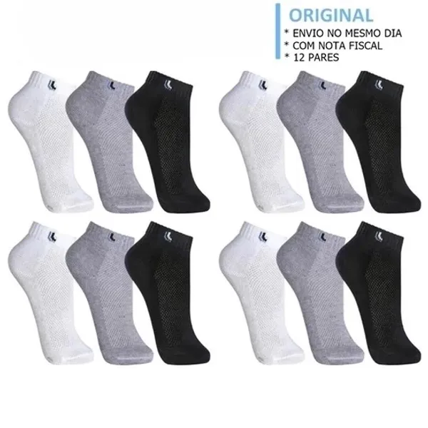 Kit 6 Pares De Meias De Algodão Para Homens E Mulheres – Corte Curto Confortável Preto \ Branco Cinza Meia