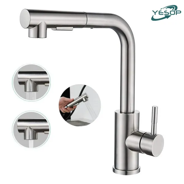 YESOP TORNEIRA PIA COZINHA BANCADA GOURMET MONOCOMANDO INOX ESCOVADO COM SPRAY EXTENSOR