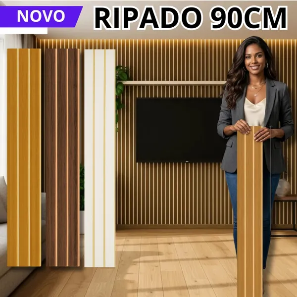 Kit Ripas Grandes 90x11 Painel Ripado Revestimento de 5 Até 40 Placas Decorativas para de Parede