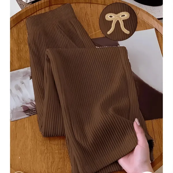 Calça Pantalona Feminino Tecido texturado Calça Feminino Cintura Alta Pantalona Elegante