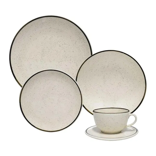 Aparelho de Jantar/Chá Oxford Brisa - Cerâmica, 20 Peças, Bege