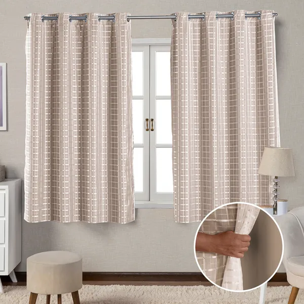 Cortina Para Sala Blecaute 2,00x1,30 Blackout Para Quarto Com Voal Xadrez