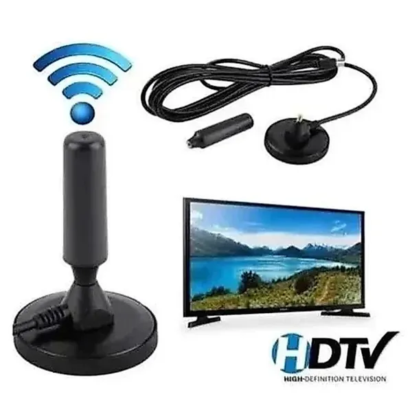 Antena Digital Amplificada Interna e Externa 3-5 Metros Base Imã Prova d'água 4DBI 4K HDTV/UHF/VHF