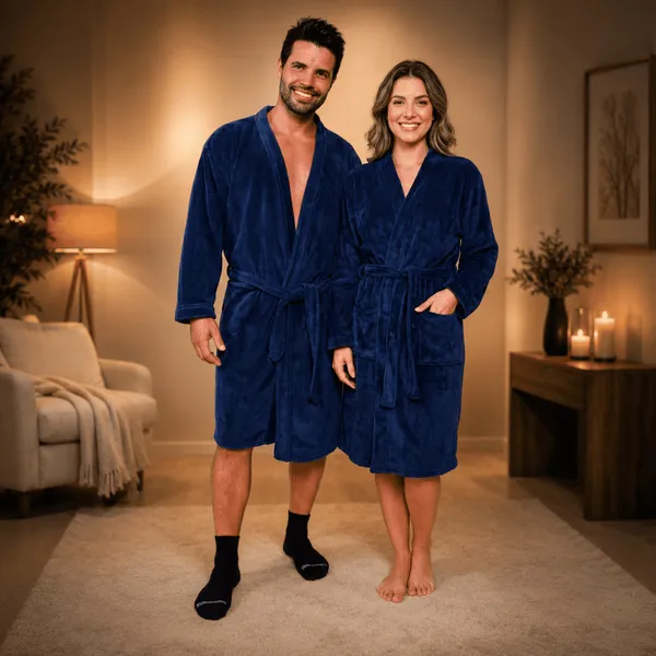 Roupão Plush Benévola Microfibra Feminino Masculino Térmico Fleece Inverno Frio Peluciado Aveludado