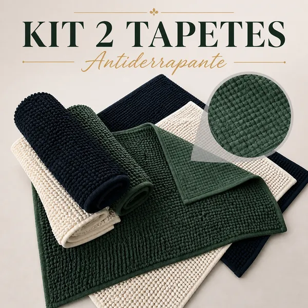Kit Com 2 Tapetes Antiderrapante Banheiro Tipo Bolinha Em Microfibra 40x60 Alta Absorção Super Macio