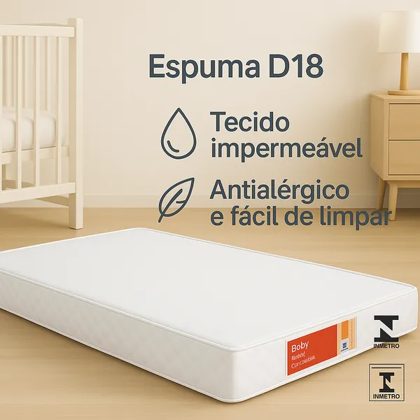 Colchão De Berço Impermeável D18 Tam 60x130 ou 70x130 Modelo Exclusivo Prorelax e Gazin