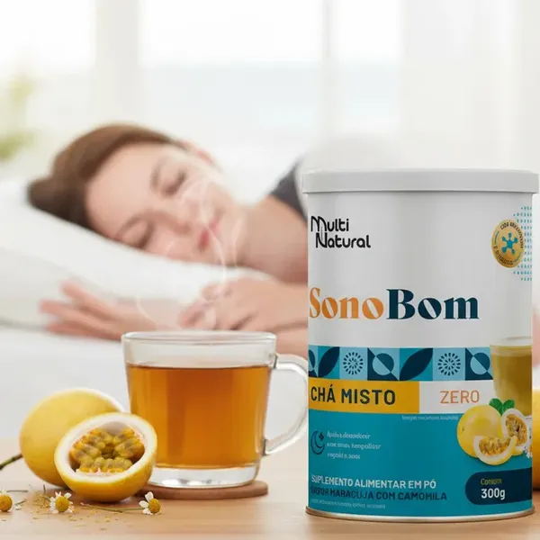Melatonina em Pó 210mcg Com Passiflora eudulis e  L-triptofano 300g Sono Bom - Multi Natural