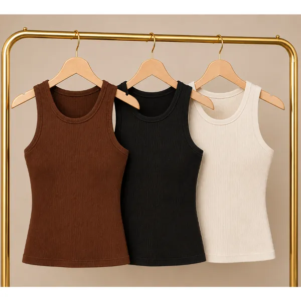 kit 3 Regatas Caneladas Premium Blusa Feminina