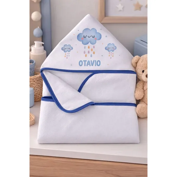 Toalha de banho Infantil forrada com capuz PERSONALIZADO 100% Absorção com Tema e Nome escolhido