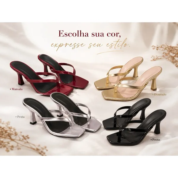 ✨Tamanco Feminino Glam Chic Luxo – Salto 7 cm