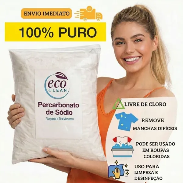 Percarbonato de Sódio Limpeza Em Geral Tira Manchas Roupas Brancas Desengordurante e Branqueador