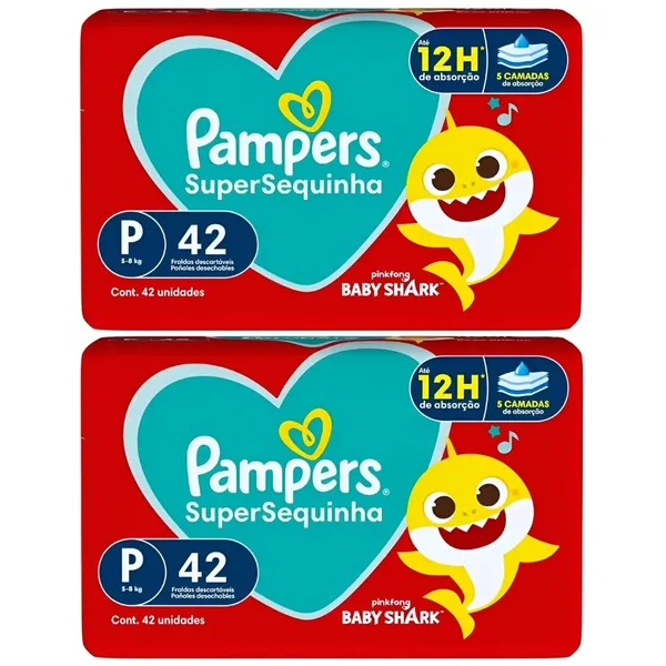Kit 2ptes Fralda Pampers SuperSequinha P 42un - Total 84 unidades AB.2