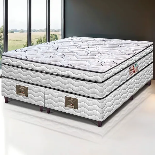 CAMA BOX QUEEN SIZE BIPARTIDA CAMA INBOX MODERNE ORTOPDICO COM CAMADA ESPECIAL DE ESPUMA D45