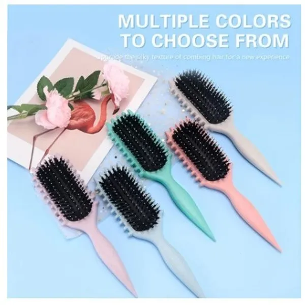 1 Escova De Ondulação De Cerdas De Javali Com Pontas P/ Reduzir Puxar E Separar Cachos Perfeitos Pente Modelador Cabelo