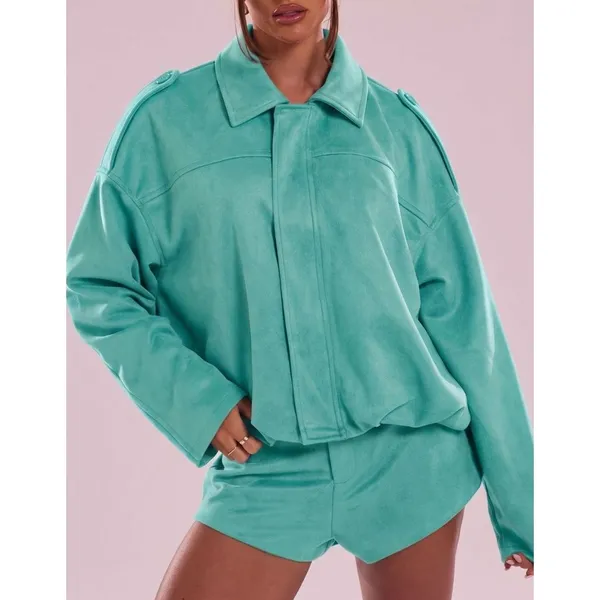 Jaqueta Feminina Casaco Camurça Oversized Estilo Europeu Gringa Tendência Inverno