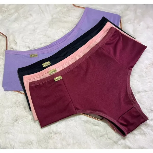 Kit Calcinha Pala Dupla Segura Barriga Pós Parto Cós Alto Microfibra Conforto