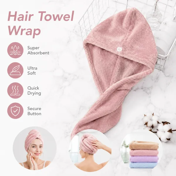 2 Unidade Toalha Grossa Mágica Para Cabelo Secar Rápido Touca Banho Microfibras Várias Cores Casa Promoção