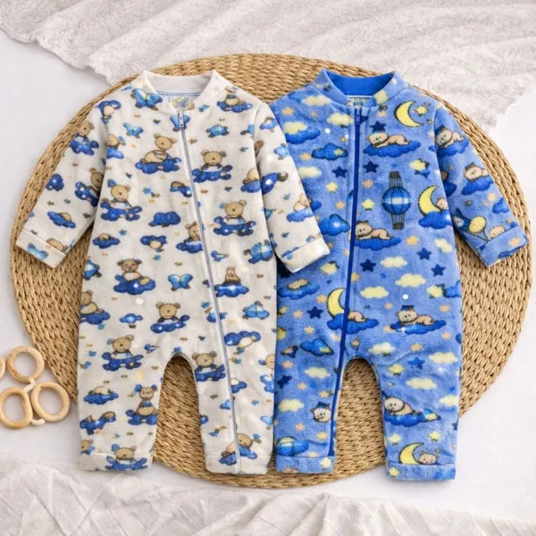 Macacão Bebe Menino Kit 2 Peças com Zíper Frontal | RN ao 3 Anos